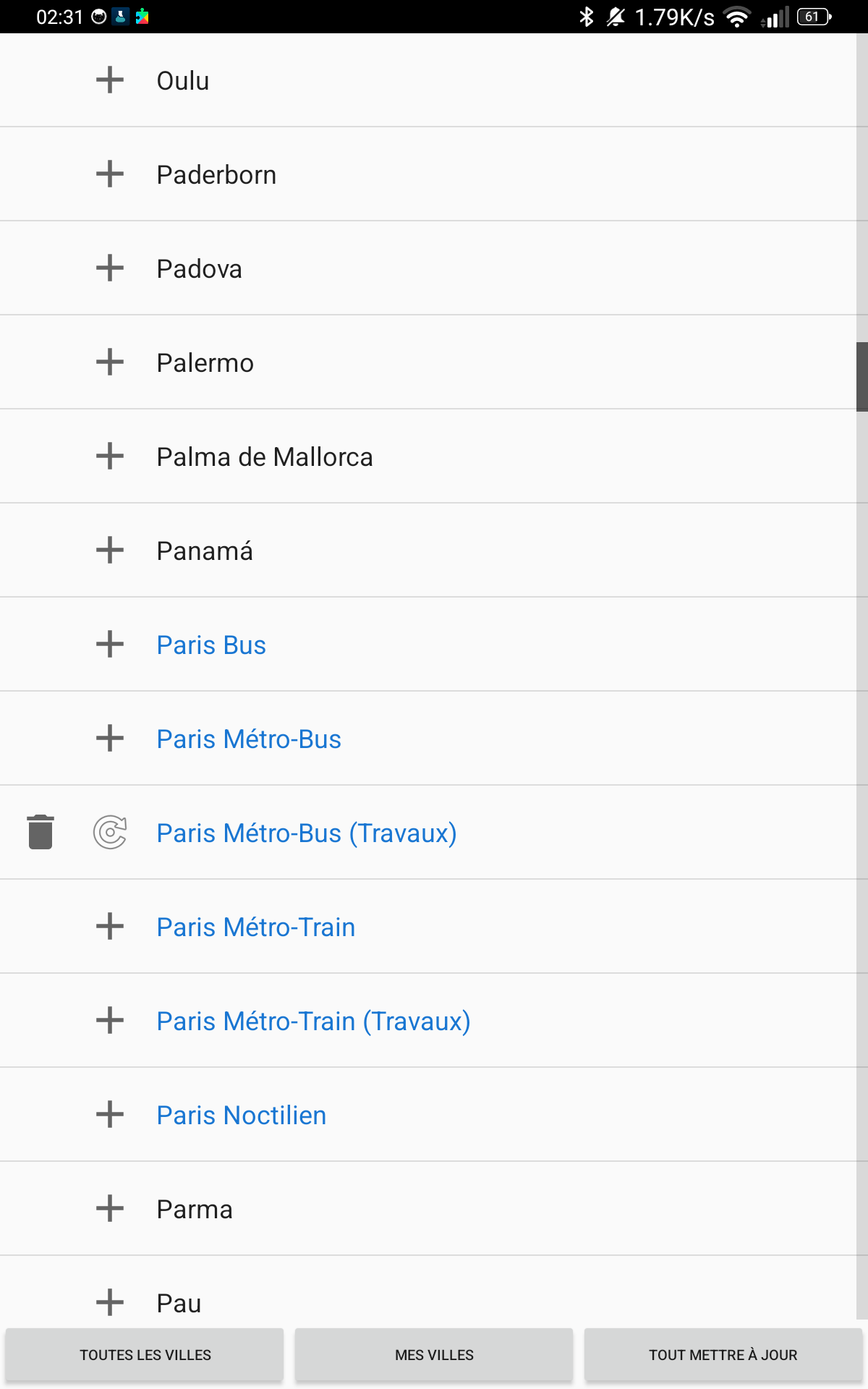 City list