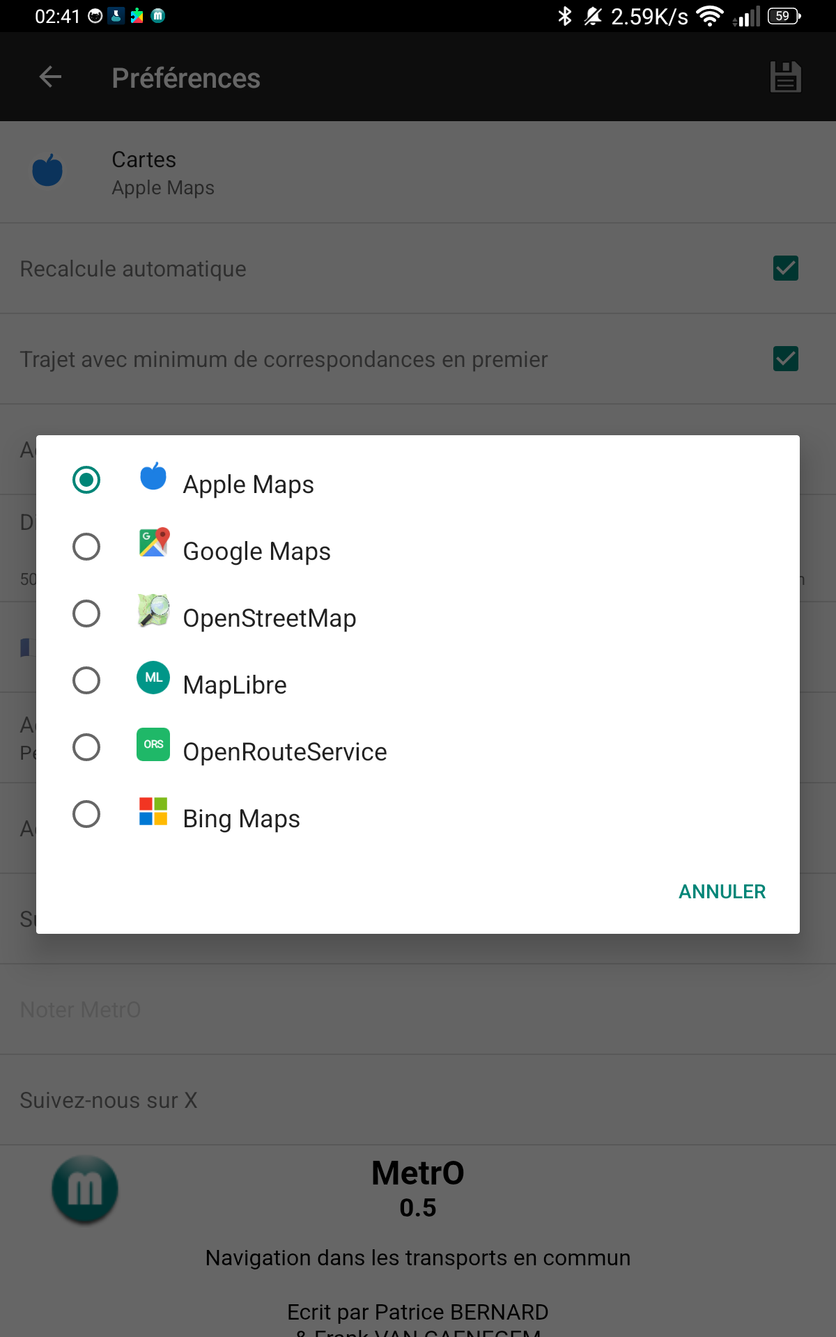 Map selection