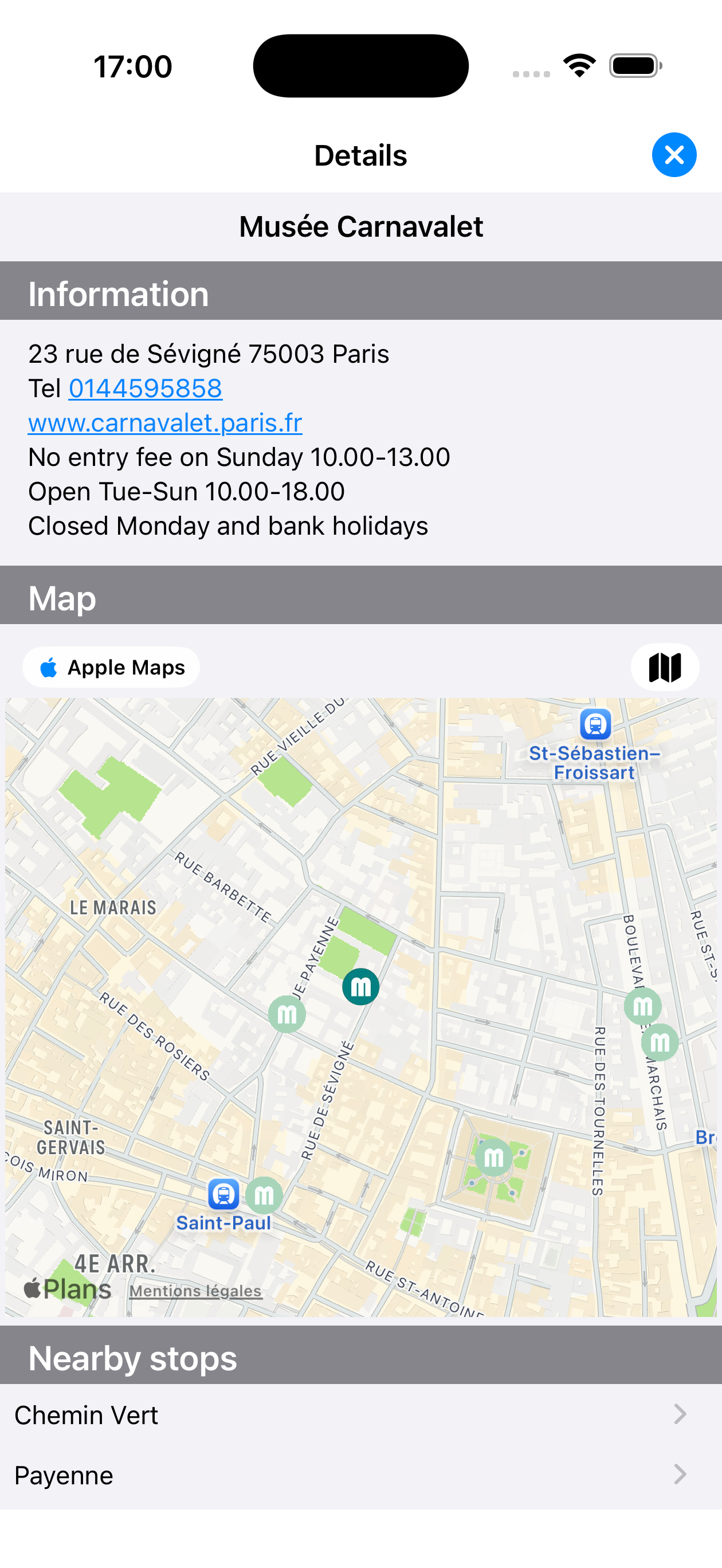 Station sheet with map